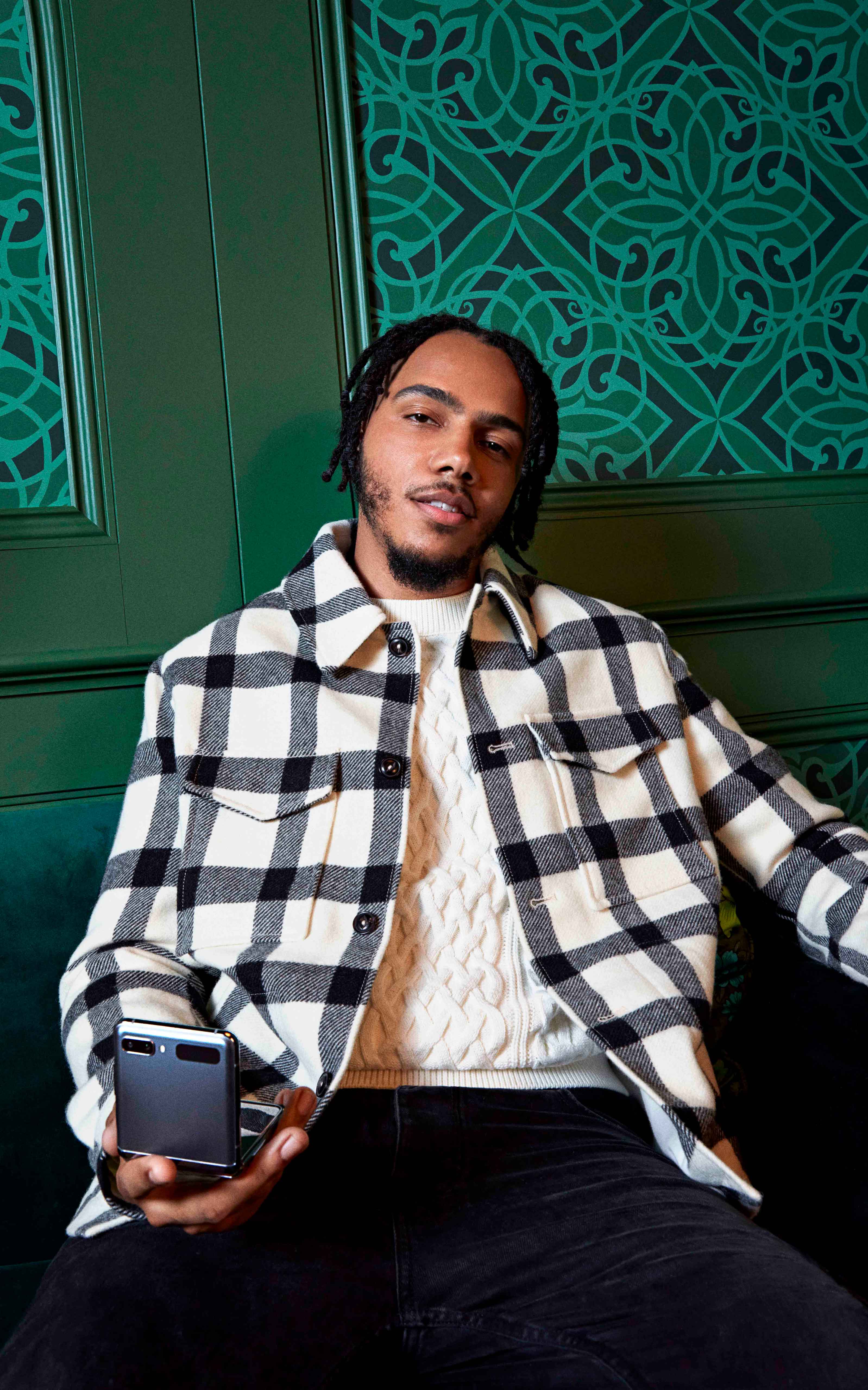 Meet the stars behind Samsung&rsquo;s Greatest Gift film - AJ Tracey holding the galaxy z flip