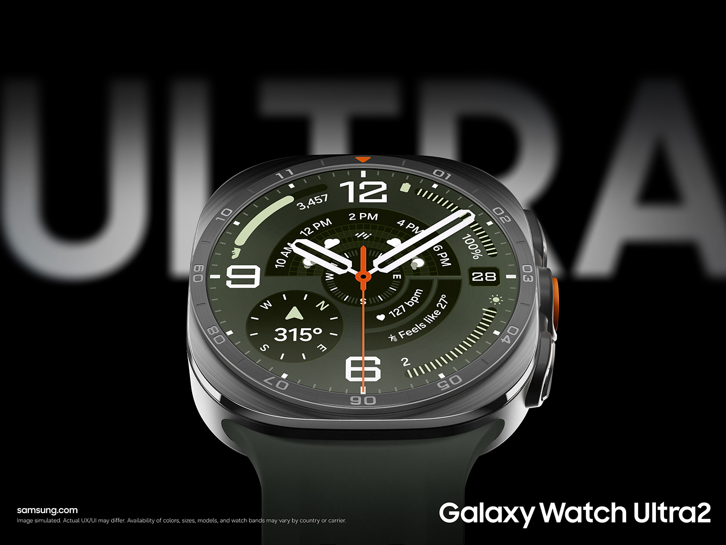 A horizontal 1200x600 image featuring Galaxy Watch Ultra2 with the word 